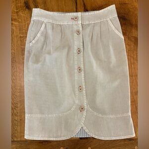 Anthropologie hei hei Khaki Button Front Skirt with Adorable Details, Size 0